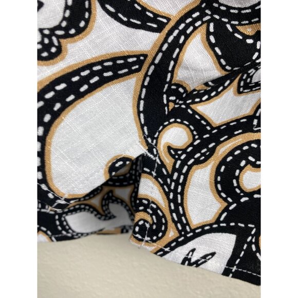 Susan Graver Pure Womens Linen Blend Floral Short Sleeve Button Up Top Sz Medium - Picture 10 of 12